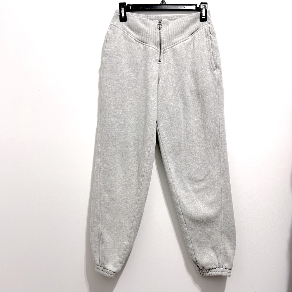 Aerie Women’s Gray Joggers with Elastic Cuffs and Front Zipper